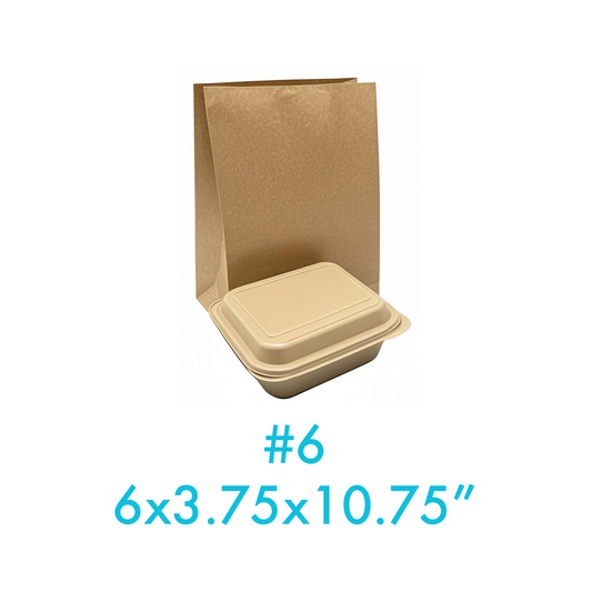 #6 Grocery Bags 6x3.75x10.75 inches - Carton of 500