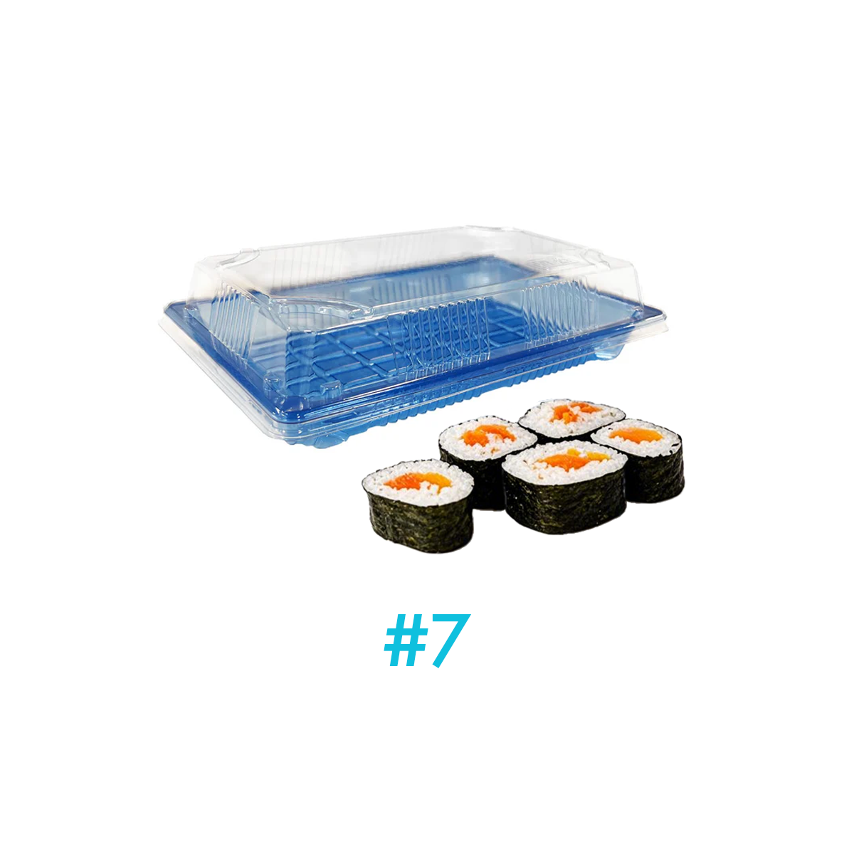 #7 - 8.8" x 5.5" x 2.1" - PET Rectangle Sushi Tray Sets - Carton of 400