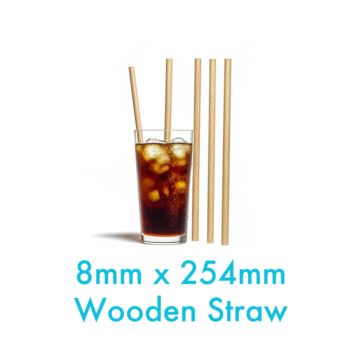 8mm x 254mm - Wooden Straws Paper Wrapped - Carton of 2000