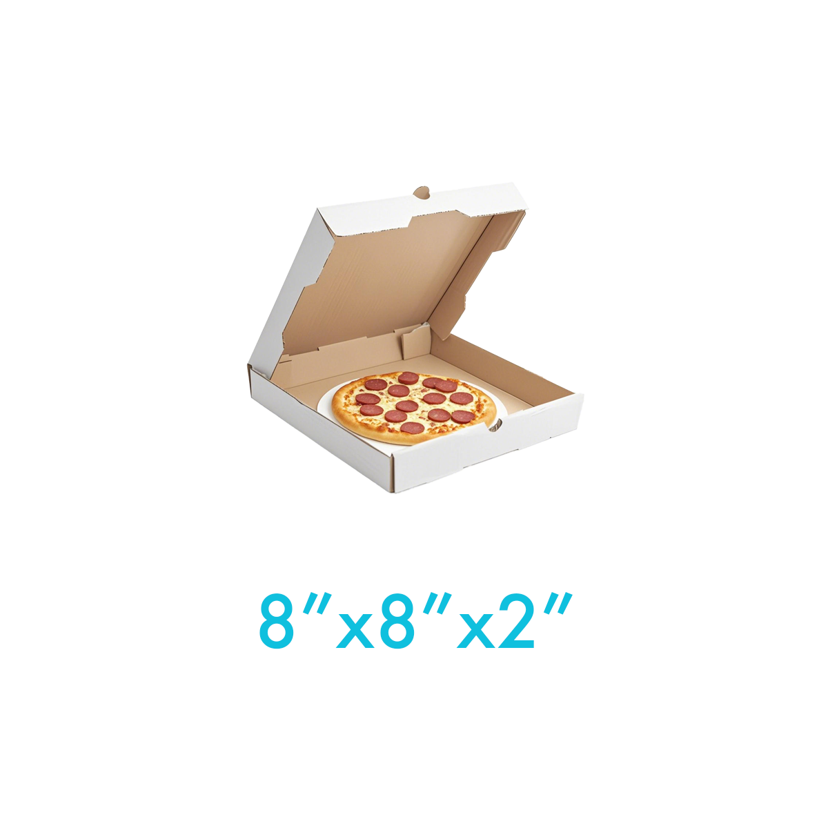 8" x 8" x 2" - White Pizza Boxes - Carton of 50