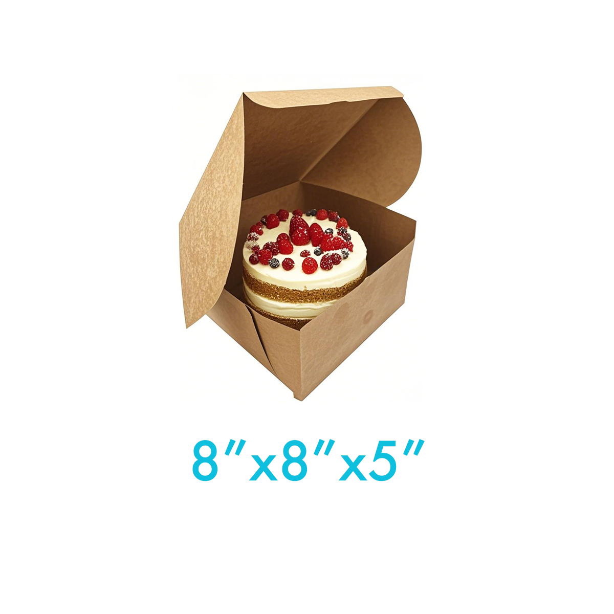 8" x 8" x5" - Kraft Bakery Boxes - Carton of 100