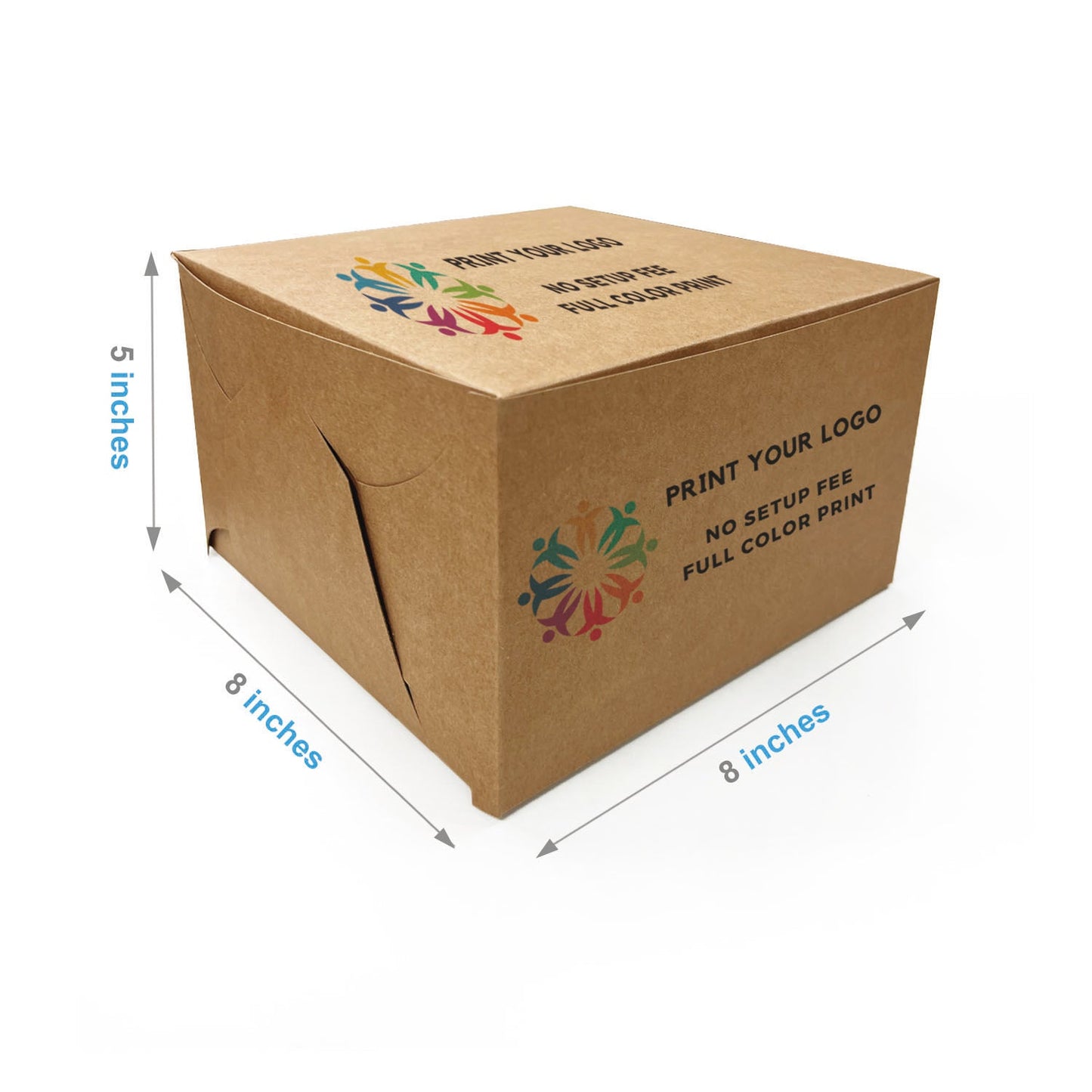 8" x 8" x 5" - Custom Kraft Bakery Boxes - Carton of 100 - KIS PAPER - 5334; Full Color Custom Print, Printed in Canada; $1.13/pc