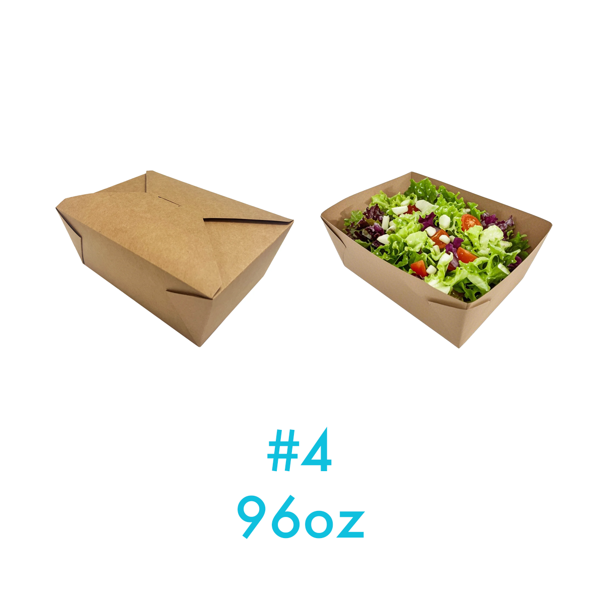 #4 - 96oz Paper Take Out Box Kraft - Carton of 200