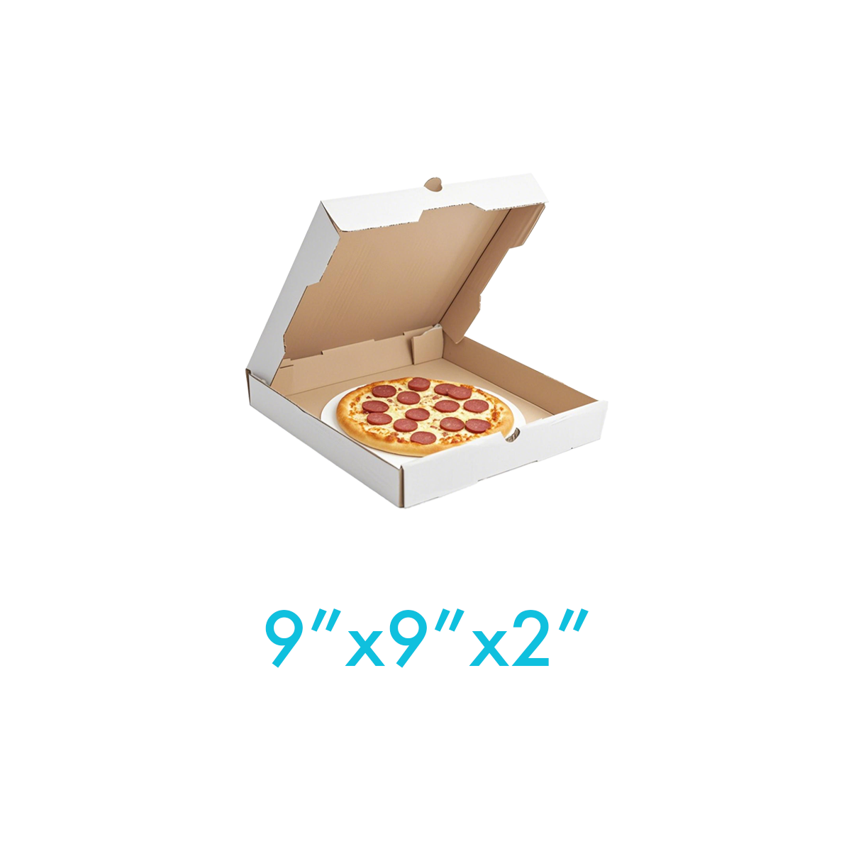 9" x 9" x 2" - White Pizza Boxes - Carton of 50