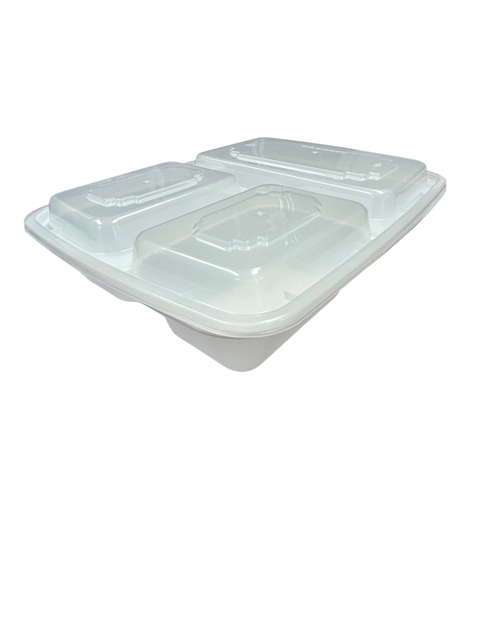 39oz - 9" x 6" PP Rectangle Container Combo Set White 3 Compartments - Carton of 150