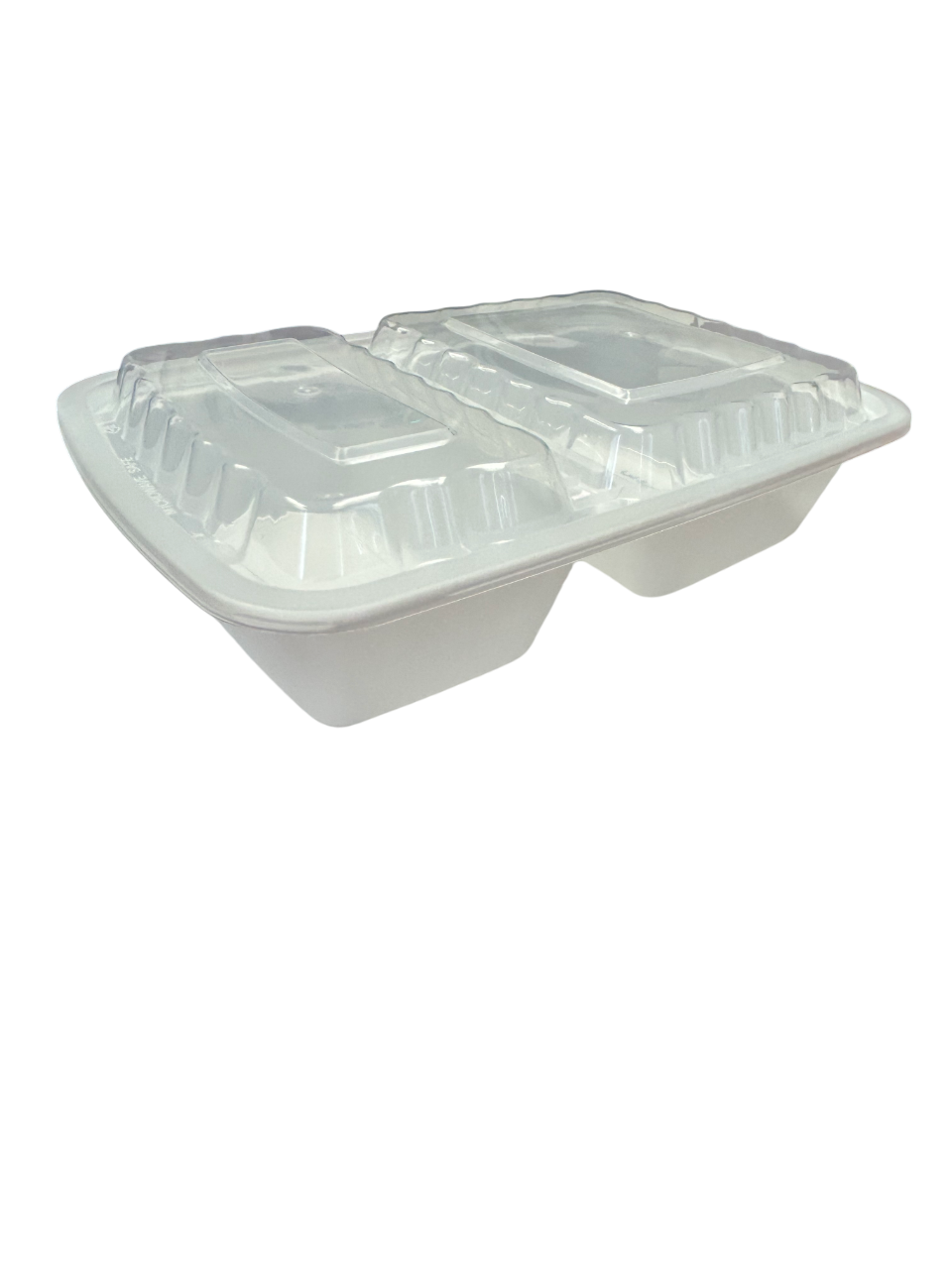38oz - 9" x 6" PP Rectangle Container Combo Set White 2 Compartments - Carton of 150