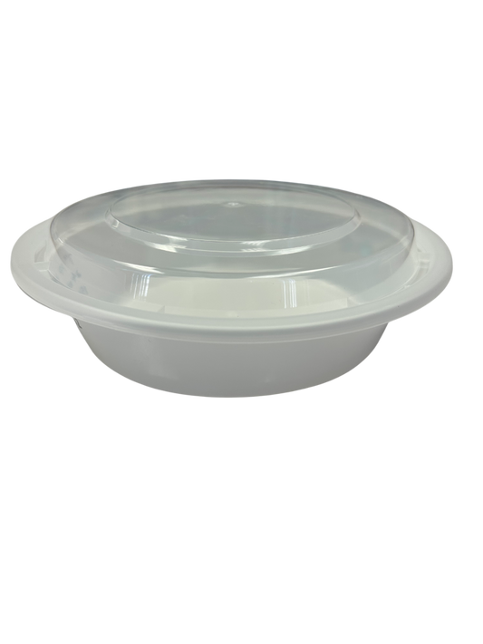 32oz - PP Round Bowl 7" Combo Set White - Carton of 150