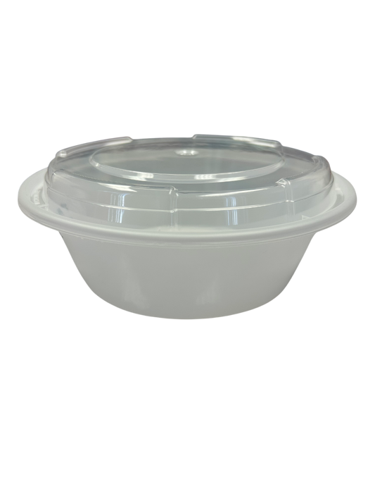 48oz - PP Round Bowl 9" Combo Set White - Carton of 150