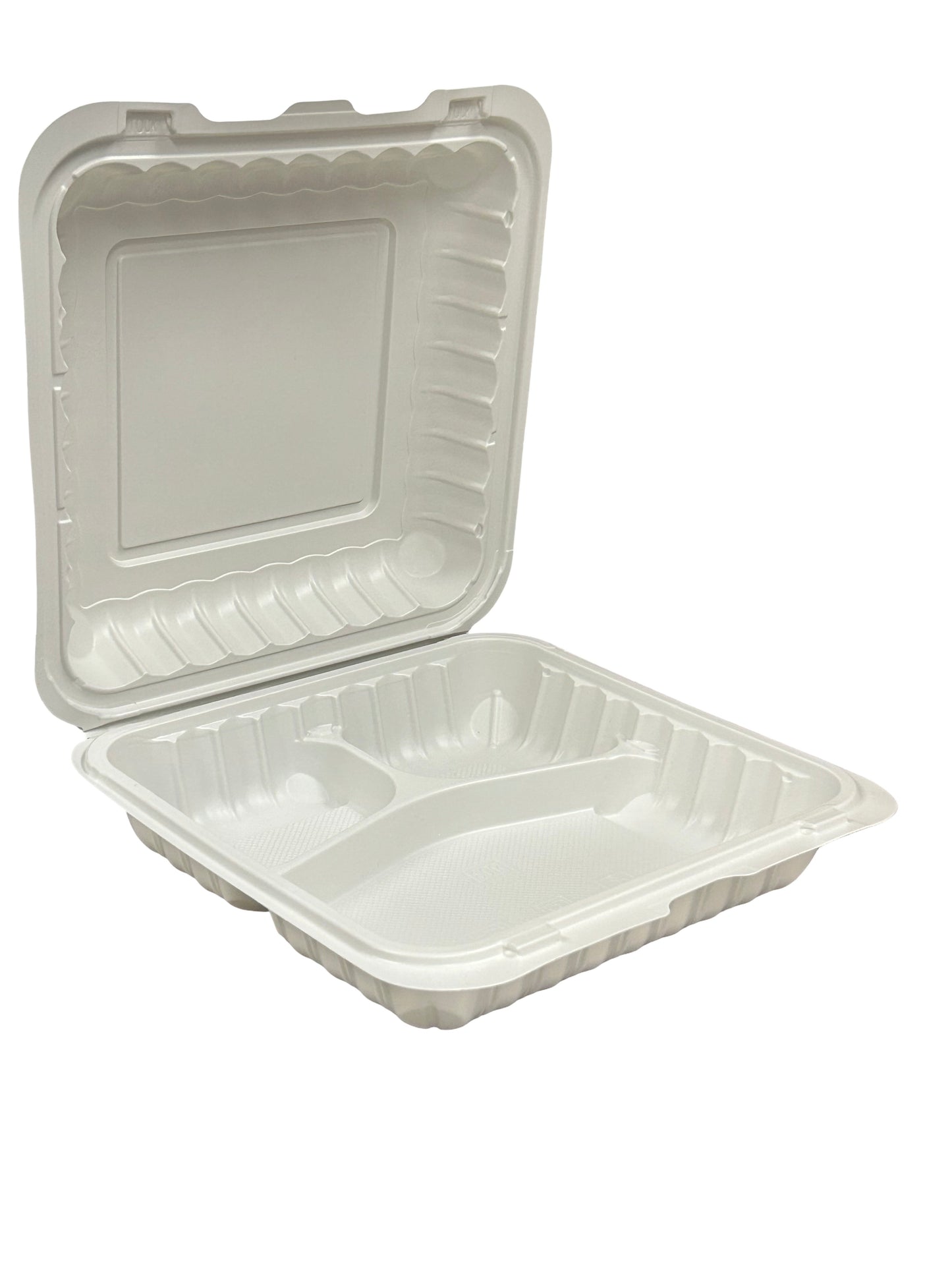 9" x 9" x 3" - Pebble Clamshell Hamburger Box - 3-Compartment - Carton of 150