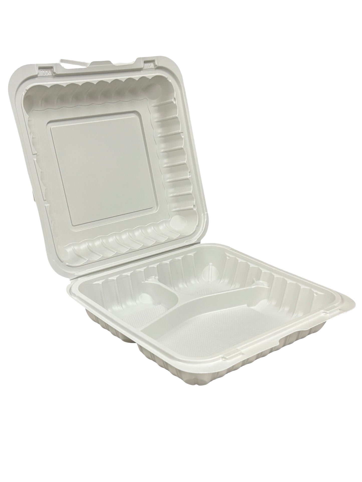 8" x 8" x 3" - Pebble Clamshell Hamburger Box - 3-Compartment - Carton of 150