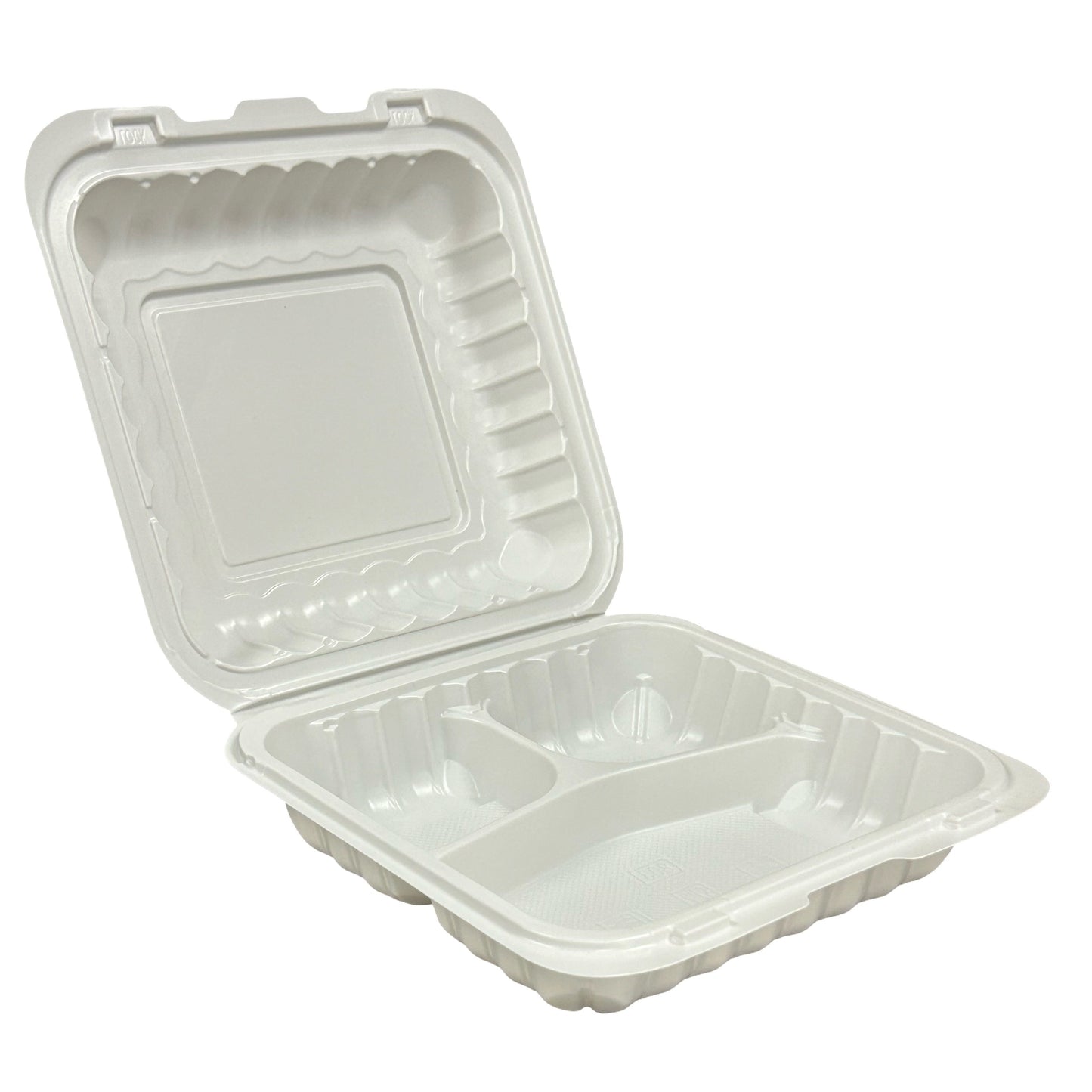 7" x 7" x 3" - Pebble Clamshell Hamburger Box - 3-Compartment - Carton of 150