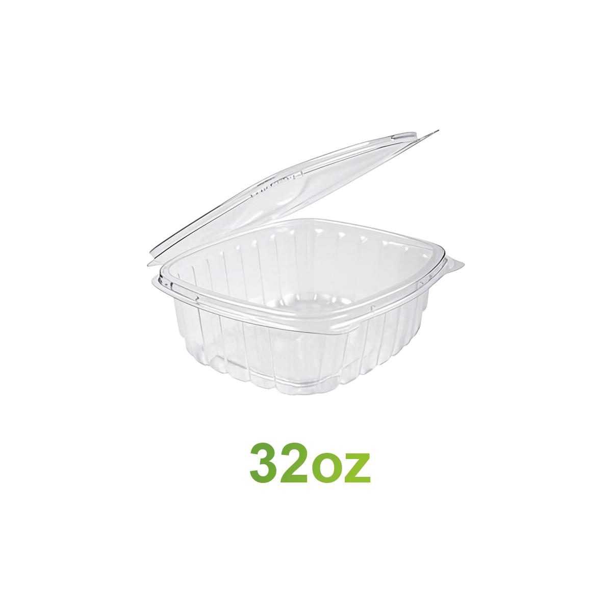 32oz - PET Clear Hinged Containers - Carton of 200