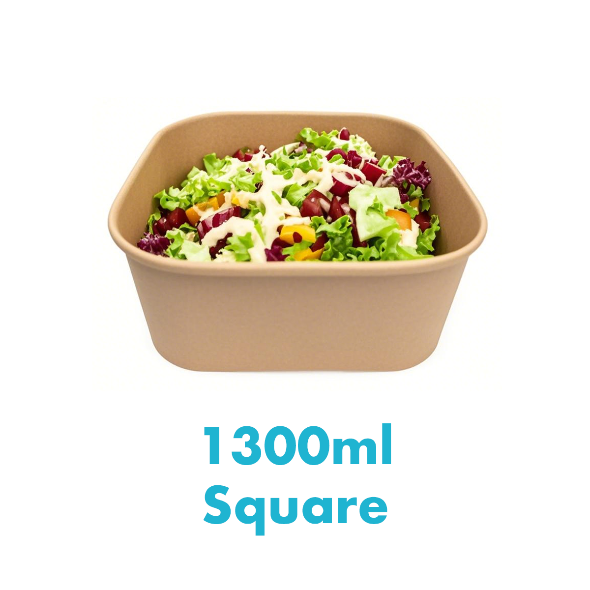 1300ml - Paper Food Container Kraft Square - Carton of 300