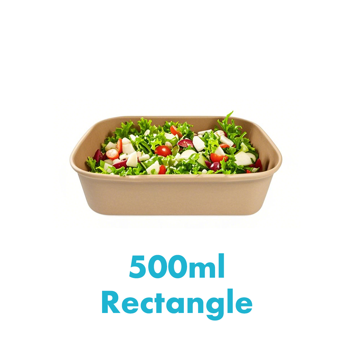 500ml - Paper Food Container Kraft Rectangle - Carton of 300