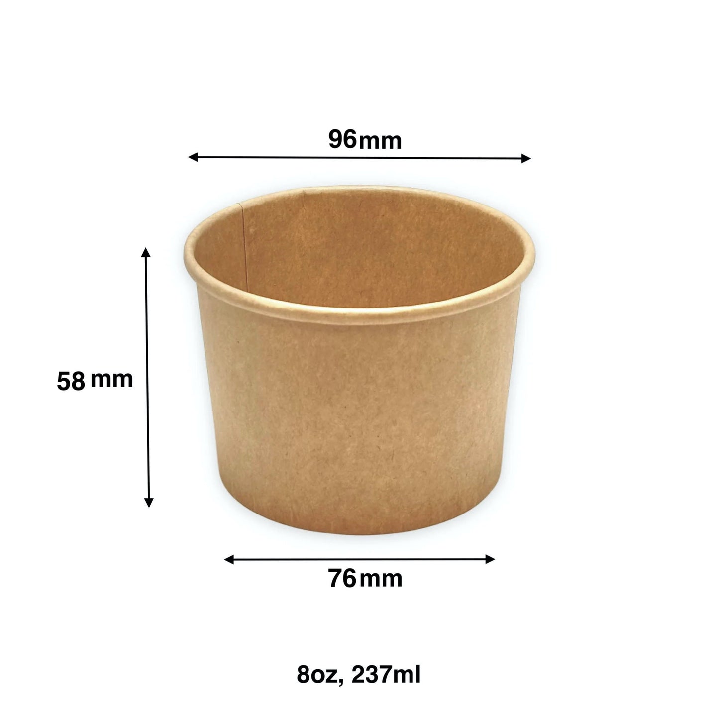 8oz - 96mm Paper Soup Container Kraft - Carton of 1000