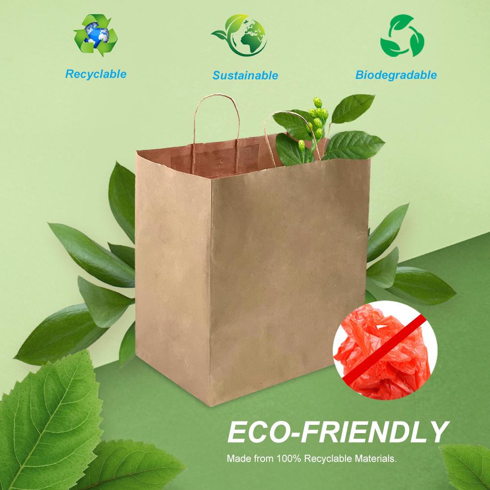 200 Pcs, Super Royal, 14x10x15.75 inches, Kraft Paper Bags, with Twisted Handle