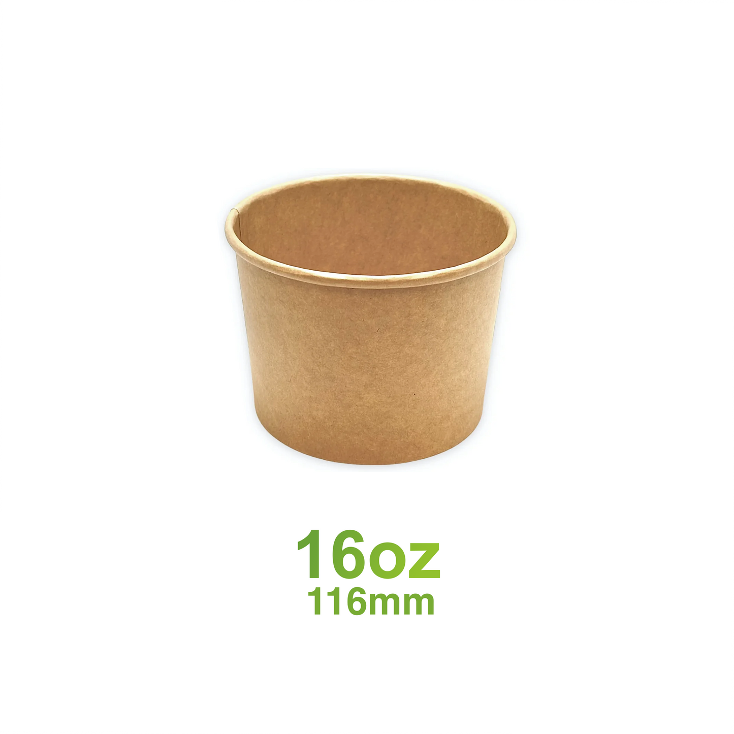 16oz - 116mm Paper Soup Containers Kraft - Carton of 1000