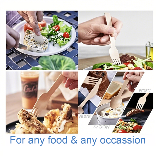 Cultery Set 4 in 1 - Wooden Fork/Wooden Knife/Wooden Spoon/Napkin - Carton of 500