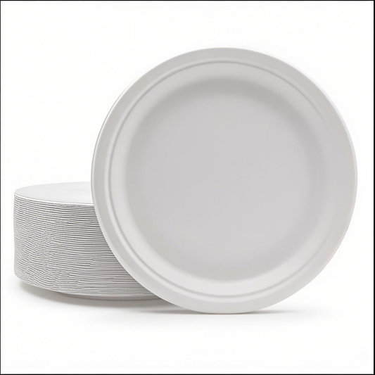 9" - Bagasse Round Plate - Carton of 500