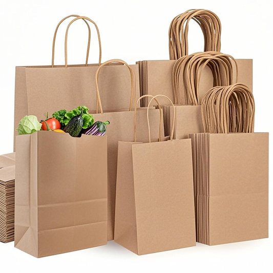 Cafe 10x6.5x13 inches Kraft Paper Bags Twisted Handles - Carton of 250