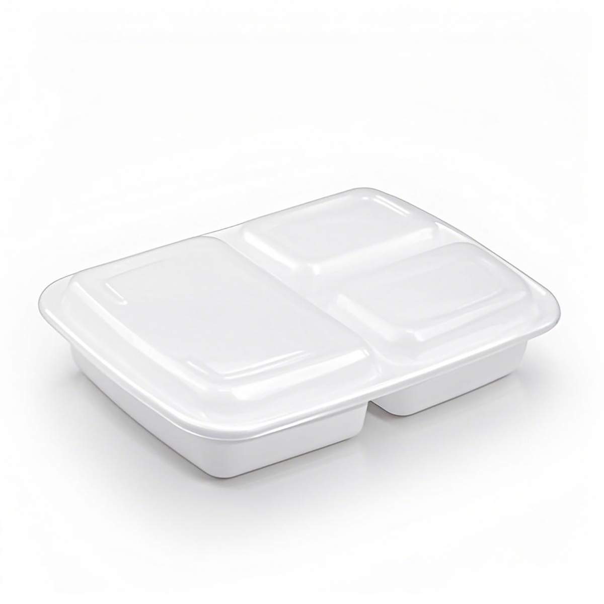 38oz - 9" x 6" PP Rectangle Container Combo Set White 2 Compartments - Carton of 150