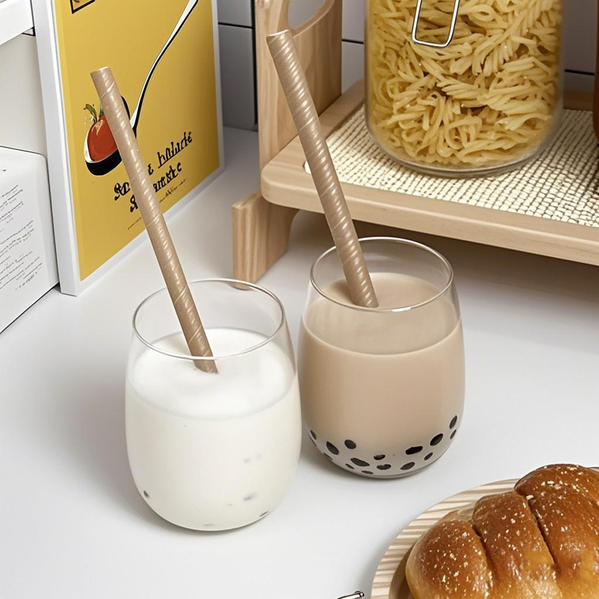 6" x 8mm D - Paper Straws Black Wrapped - Carton of 2000
