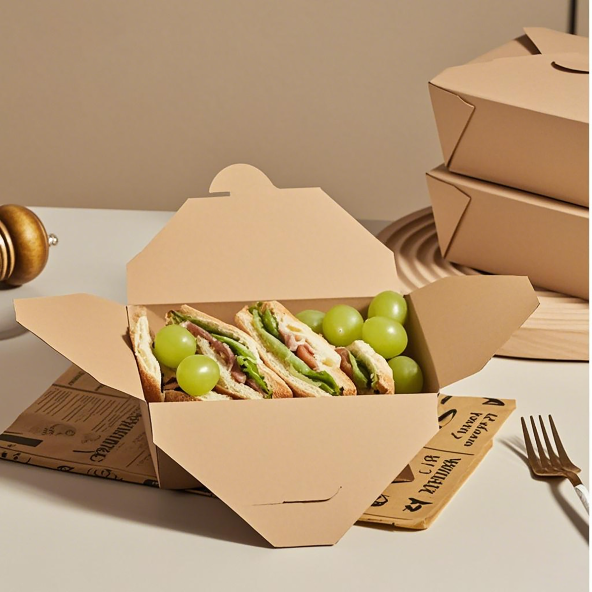 #3 - 66oz Paper Take Out Box Kraft - Carton of 200