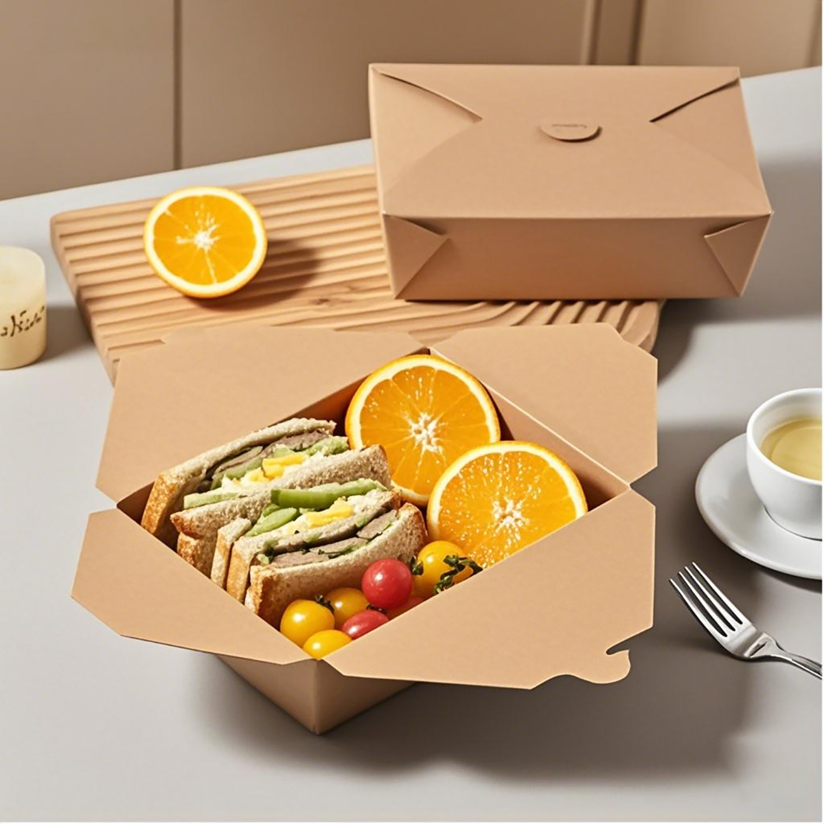 #4 - 96oz Paper Take Out Box Kraft - Carton of 200